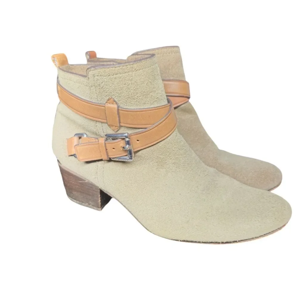 Coach Pauline Tan Suede Side Zip Ankle Bootie 7.5